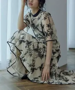 niana バイカラーエンブロイダリーレースドレス オケージョンドレス