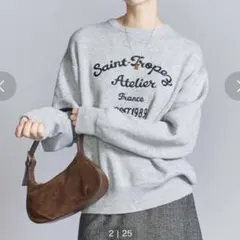 エンブロイダリーロゴクルーネックニットプルオーバー