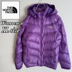 ノースフェイス ダウンジャケット 海外限定 パープル レディース XL 訳あり