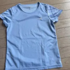 バボラ　レディース　水色 チェック柄袖 テニスウェア　ゲームシャツ