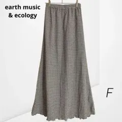 【earth music&ecology】フレアロングスカート ギンガム F