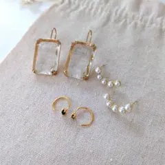 ピアス 3点セット ゴールドカラー