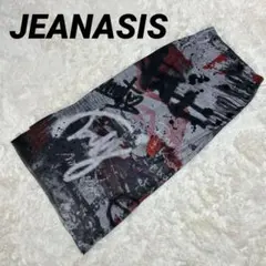 美品 JEANASIS グラフィックシアーナロースカート 赤系 フリーサイズ