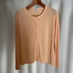 PICONE 長袖カーディガン シルク100% オレンジ　Lサイズ