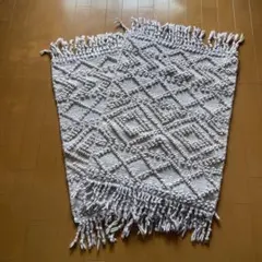 幾何学模様 ホワイトラグ 長方形