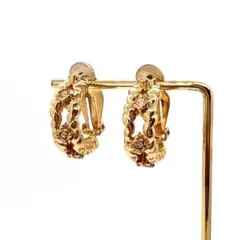 美品✨ニナリッチ イヤリング ゴールド ラインストーン 大ぶり ヴィンテージ