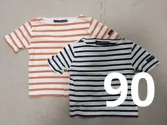SAINT JAMES ストライプ 半袖Tシャツ 2枚セット オレンジ 黒 90のサムネイル