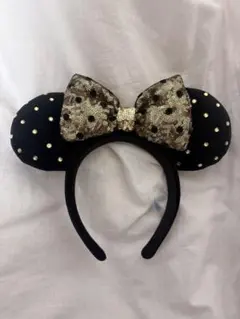 ミニー ディズニーカチューシャ 黒と金