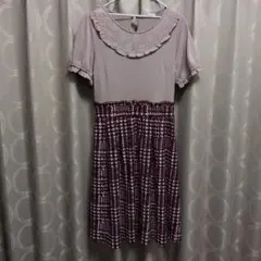 axes femme　アクシーズファム　 フリルネック 千鳥格子ワンピース