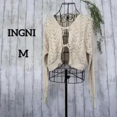 イング/クロップド カーディガン M アイボリー レース編み オーバーサイズ