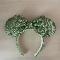 ミッキー型緑色スパンコールカチューシャ