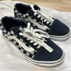 Vans ネイビー チェック スニーカー US5