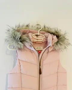 美品☆ H&M ピンクベスト　ファー付き　134/140