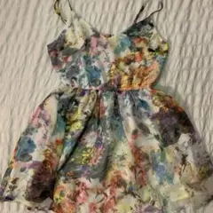 花柄　ノースリーブ　ミニワンピース　ホワイト　M