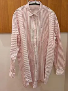 AMERICAN HOLIC 白赤ストライプ 長袖ロングシャツ L