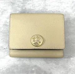 シボ革 チャールズアンドキース ウォレット 金具 レザー 折り財布 ベージュ