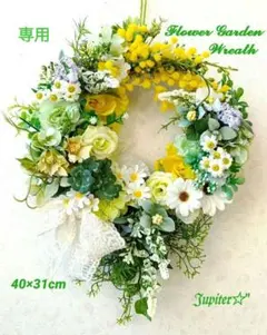 春待ち癒しのフラワーリース♡ミモザ＆四葉のクローバー造花♡玄関♡ナチュラルリース