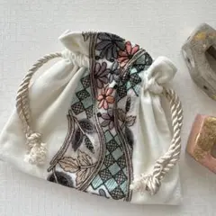 インド刺繍リボン巾着
