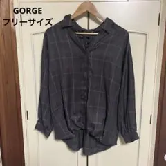 チェック柄ボタン付き長袖シャツ Fのサムネイル