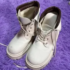 ホワイト 厚底ブーツ キッズ レディース ブーツ 22.0cm 22.5cm