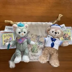 ディズニーシー　ダッフィー＆ジェラトーニ　ぬいぐるみバッジ2点　オマケ付き