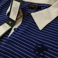 HUNTING WORLD ネイビー/ホワイトストライプ ポロシャツ サイズ50