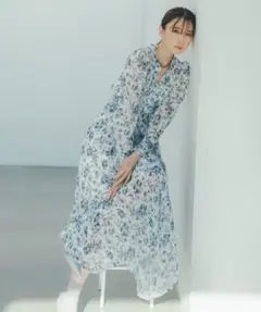 COCODEAL シフォンフラワープリントワンピース オフ