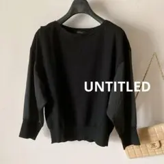 アンタイトル＊さらさらジャージー袖サテン切り替え秋ニット ＊ブラック