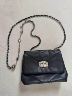 キャバ嬢ブラックキルティングショルダーバッグ