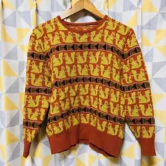 古着・リス柄ニットセーター　長袖