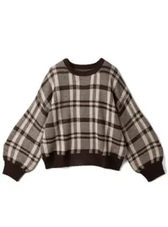 GRLチェック柄ボリュームスリーブニット【gn11】