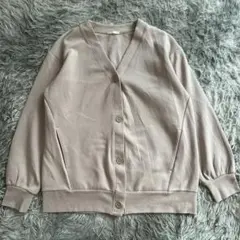 美品✨【GU】ベージュ Vネック カーディガン M スウェット素材 カジュアル