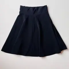【M】レディース　フレアスカート ひざ丈　ウエストゴム　ブラック　黒