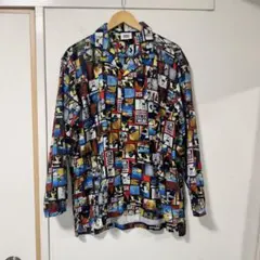 VISION STREET WEAR 総柄　長袖 オープンカラー シャツ