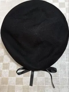 ベレー帽　黒　ブラック　リボン付き