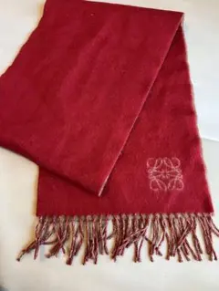 LOEWE リバーシブルマフラー 赤 ベージュ