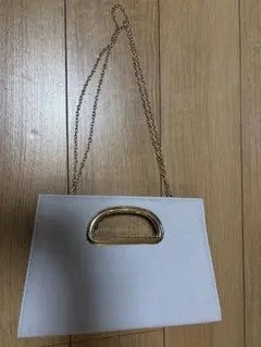 ロペピクニック　ホワイト ベージュ ハンドル付き クラッチバッグ