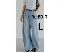 Re：EDITリエディ バレルレッグデニムパンツ フリンジ L