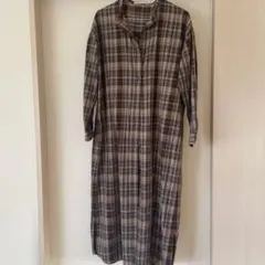 シューラルー ブラウン チェック柄 シャツワンピース