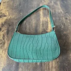 グリーン クロコダイル風 ショルダーバッグ