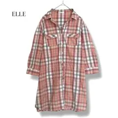 【最終価格】エル シャツ 赤チェック Ｌコットン 長袖 ウエストシェイプのサムネイル