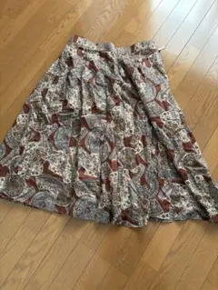 フレアスカート 19号 ブラウン系柄