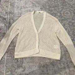 【ユニクロ】UNIQLO(M) 透かし編み Vネック長袖カーディガン メッシュ