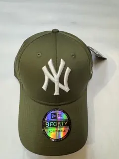 New Era NY Olive 色 White刺繍男女用キャップフリ➖サイズ
