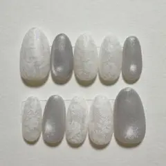 ホワイト レース ネイルチップ ガーリー