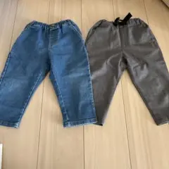 デニム　グレー　長ズボン2点セット　UNIQLO グローバルワーク　90