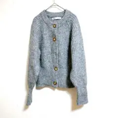 ZARA ニットカーディガン グレー 長袖 M 綺麗め 通勤服のサムネイル