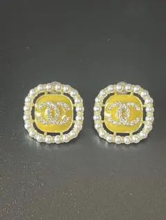 【美品】CHANEL 香奈兒 雙C標誌 珍珠 耳環 古董