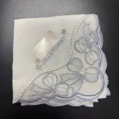 JILL STUART 刺繍ハンカチ ホワイト/ブルー