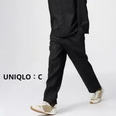 UNIQLO：C プレミアムリネンワイドパンツ ブラック Lサイズ - メルカリ